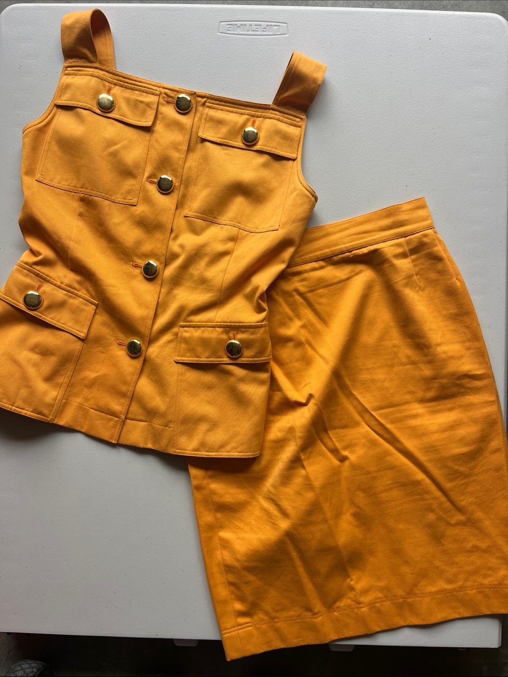 Vintage Genny Two-Piece  Top & Skirt Set in Mustard Yellow